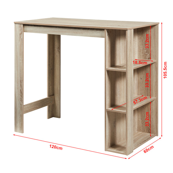 Bartisch Danderyd 120x60x106 cm mit 3 Ablagefächern [en.casa]