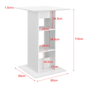 Bartisch Visby 110x70x70 cm mit 3 Regalfächern en.casa