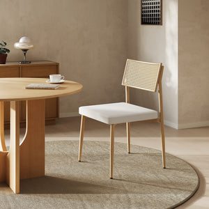Esszimmerstuhlset Jördfjok Textil Rattanoptik/Beige [en.casa]