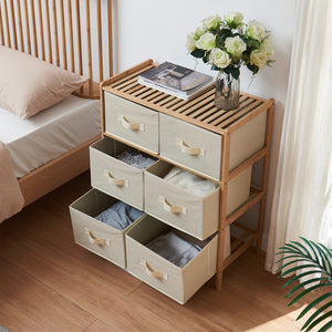 Kommode Maldon mit Stoffschubladen Natur/Beige [en.casa]