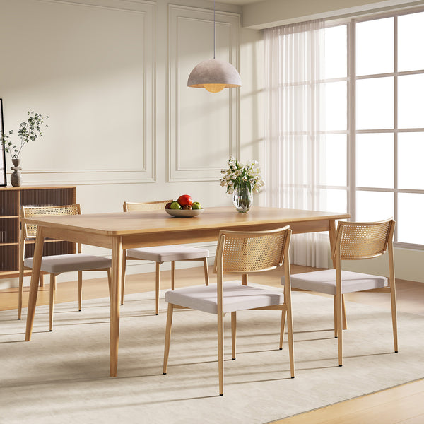 Esszimmerstuhlset Jördfjok Textil Rattanoptik/Beige [en.casa]