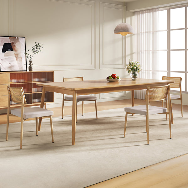 Esszimmerstuhlset Jördfjok Textil Rattanoptik/Beige [en.casa]