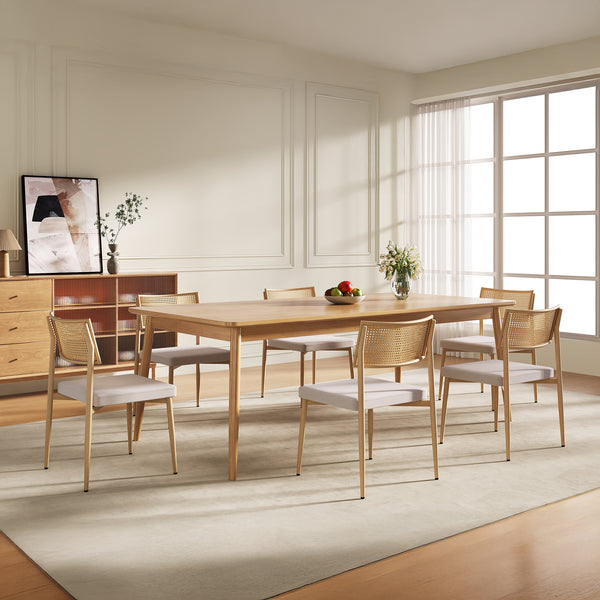 Esszimmerstuhlset Jördfjok Textil Rattanoptik/Beige [en.casa]