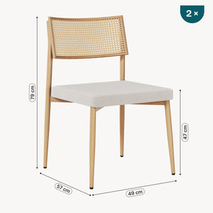 Esszimmerstuhlset Jördfjok Textil Rattanoptik/Beige [en.casa]