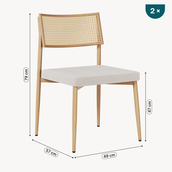 Esszimmerstuhlset Jördfjok Textil Rattanoptik/Beige [en.casa]