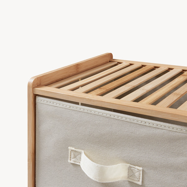 Kommode Maldon mit Stoffschubladen Natur/Beige [en.casa]