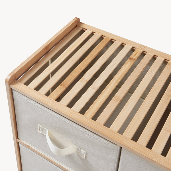 Kommode Maldon mit Stoffschubladen Natur/Beige [en.casa]