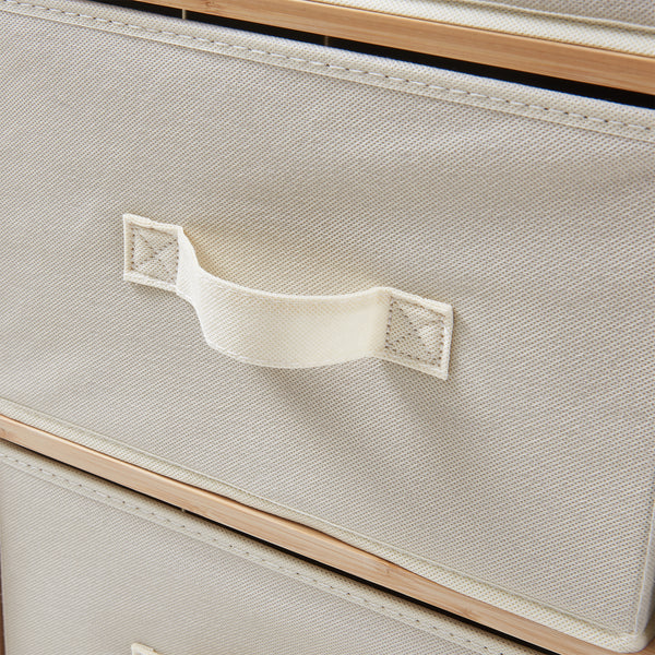 Kommode Maldon mit Stoffschubladen Natur/Beige [en.casa]