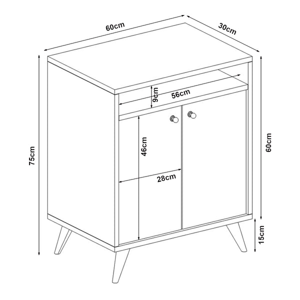 Beistellschrank Malung 75x60x30cm in versch. Farben [en.casa]