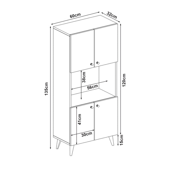 Beistellschrank Nes 135x60x32cm in versch. Farben [en.casa]