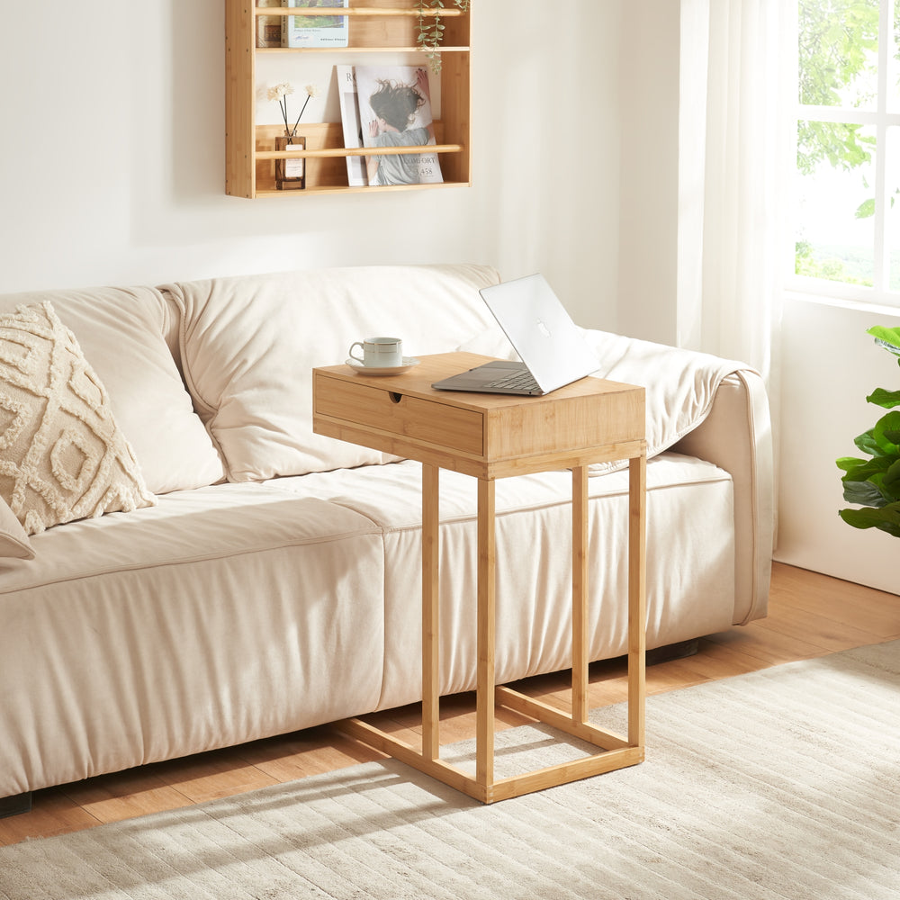 Laptoptisch Kåfjord mit Schublade Bambus [en.casa] - premiumXL