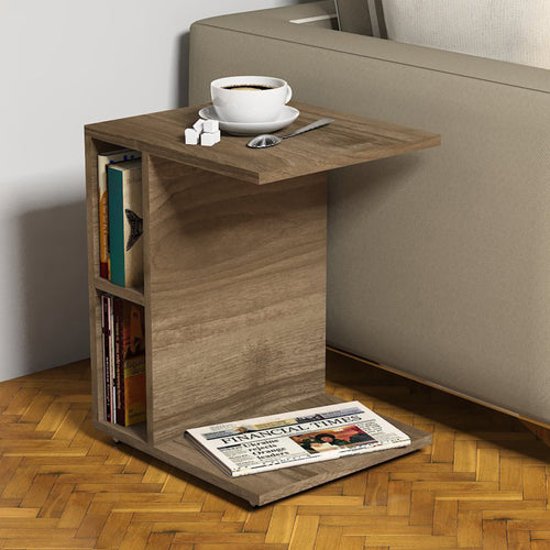 Beistelltisch Brørup 57,5 x 45 x 35 cm mit 2 Ablagefächern und Rollen in versch. Farben [en.casa]