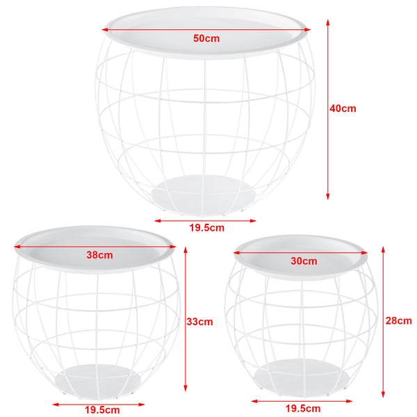3er-Set Beistelltisch Neman aus Metall in versch. Größen und Farben en.casa