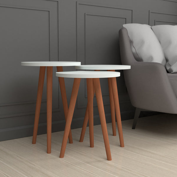 Satztisch Herrljunga im 3er Set rund in versch. Farben [en.casa]