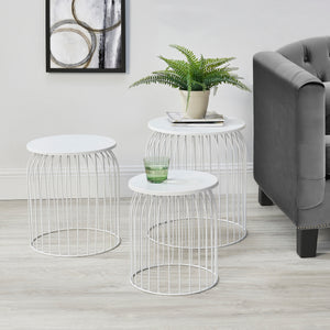 3er-Set Metallkorb Beistelltisch Amherst in versch. Farben en.casa