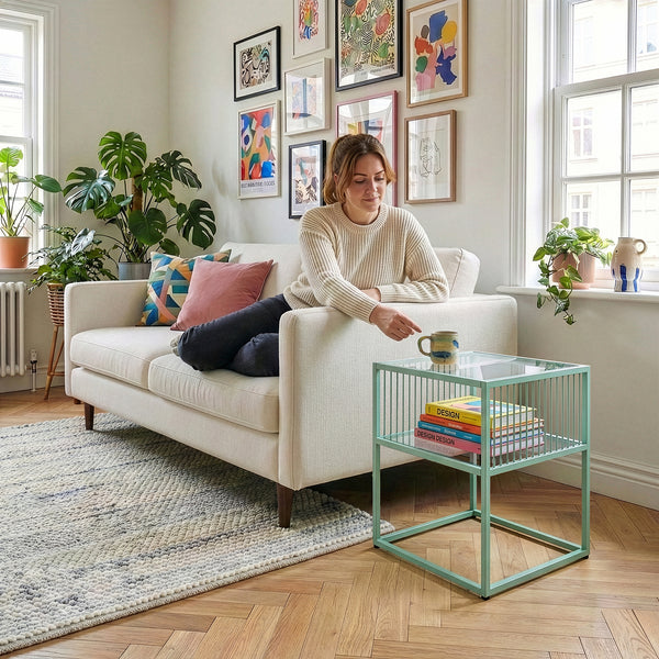 Beistelltisch Tronevn mit Glasplatte [en.casa]