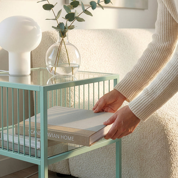 Beistelltisch Tronevn mit Glasplatte [en.casa]