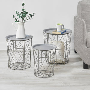 3er Set Metallkorb Beistelltisch Worcester en.casa