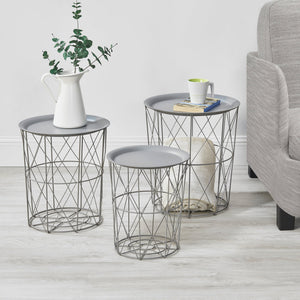 3er Set Metallkorb Beistelltisch Worcester en.casa