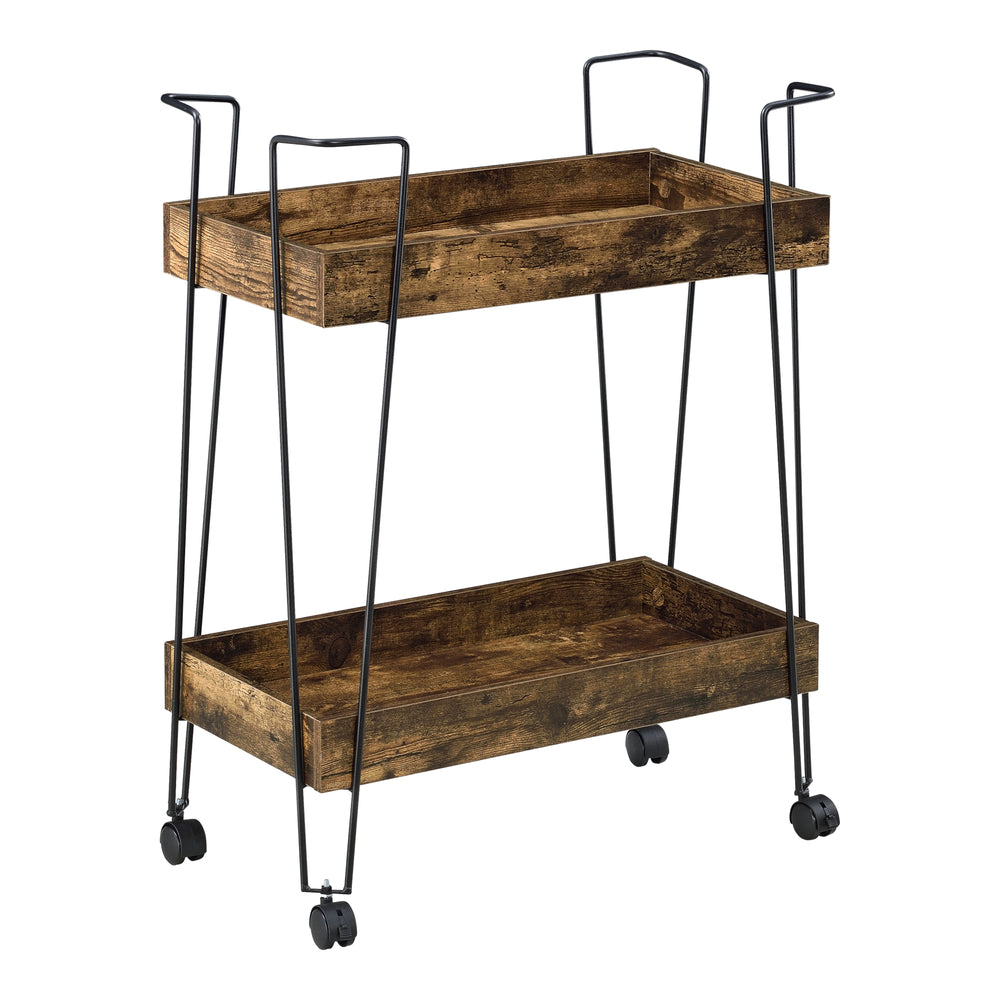 Servierwagen Vaxholm 78x62x32cm Dunkler Holzton en.casa