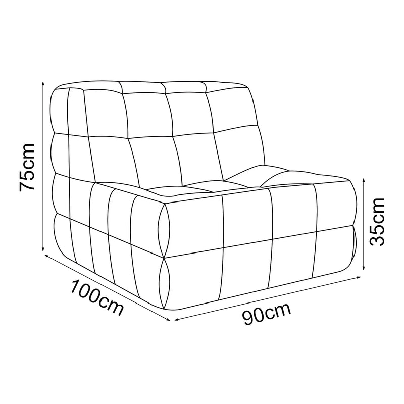 Maßskizze Bodensessel Koskyvn 75x90x100 cm Textil [en.casa]