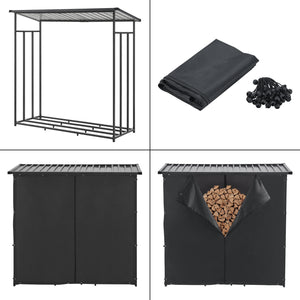 Brennholzregal Yakutat Schwarz in versch. Größen [casa.pro]