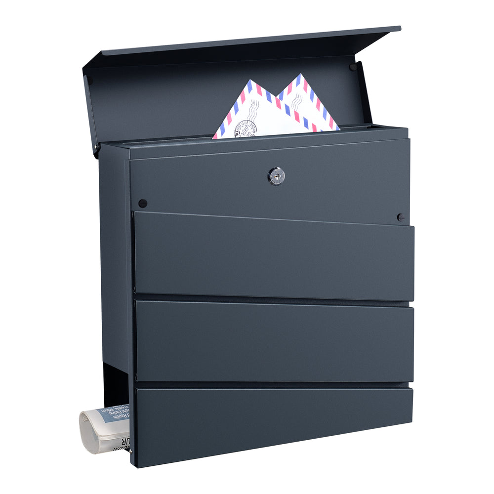 Briefkasten Achtrup 37x37x11cm Stahl Anthrazit [en.casa]