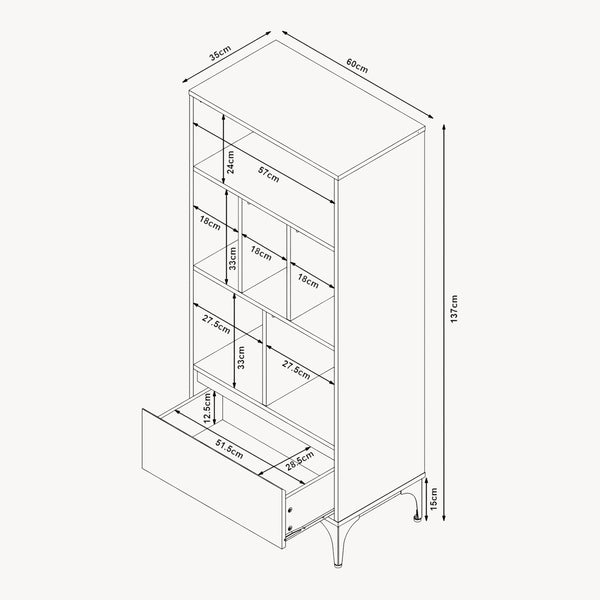 Bücherregal Kistiandi [en.casa]