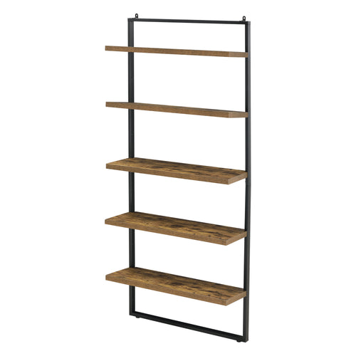 Bücherregal Emmaboda 195x80x30cm mit 5 Ablageflächen Holz / Schwarz en.casa
