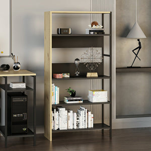 Bücherregal Herlev mit 4 Ablagen Artisan Eicheoptik / Schwarz [en.casa]