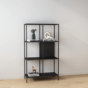 Bücherregal Ingå 144x75x35cm Metall Schwarz matt [en.casa]