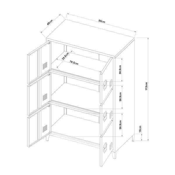 Büroschrank Hamina 113x80x40cm in versch. Farben [en.casa]