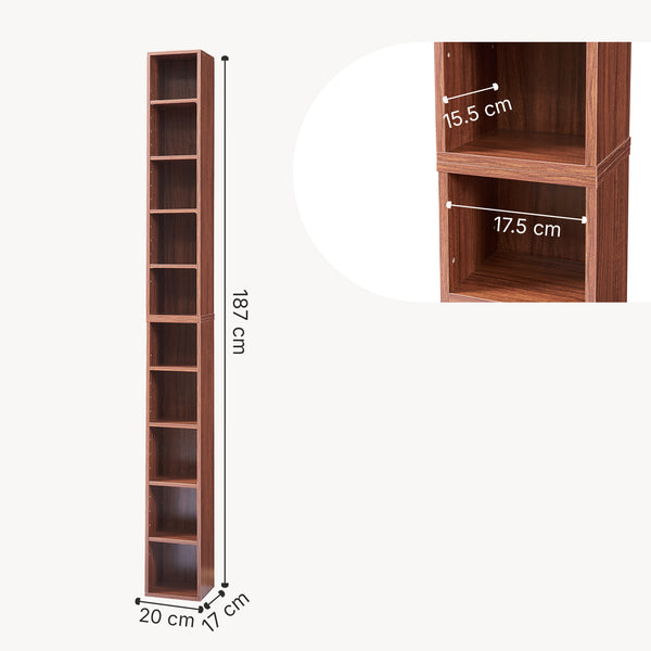 CD Regal Tynset 187x20x17 cm mit 10 Fächern [en.casa]
