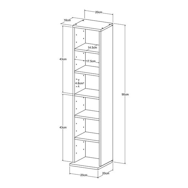 CD Regal Tynset 90x20x20 cm mit 6 Fächern [en.casa]