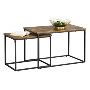 Couchtischset Härnösand 2er Set Dunkler Holzton [en.casa] - premiumXL