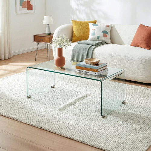 Couchtisch Väsas 90x45x35 cm gehärtetes Glas [en.casa]