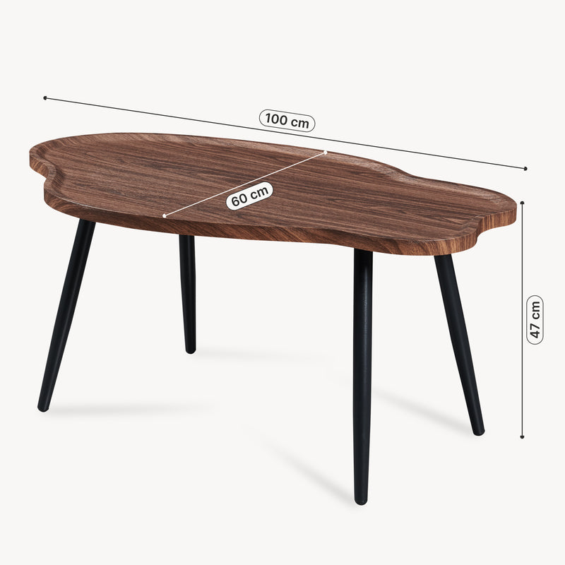 Maßskizze Couchtisch Trestaneng 100x60x47 cm Walnussoptik [en.casa]