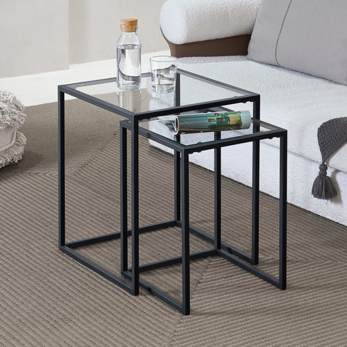 Satztisch Holstebro Schwarz/Transparent [en.casa]