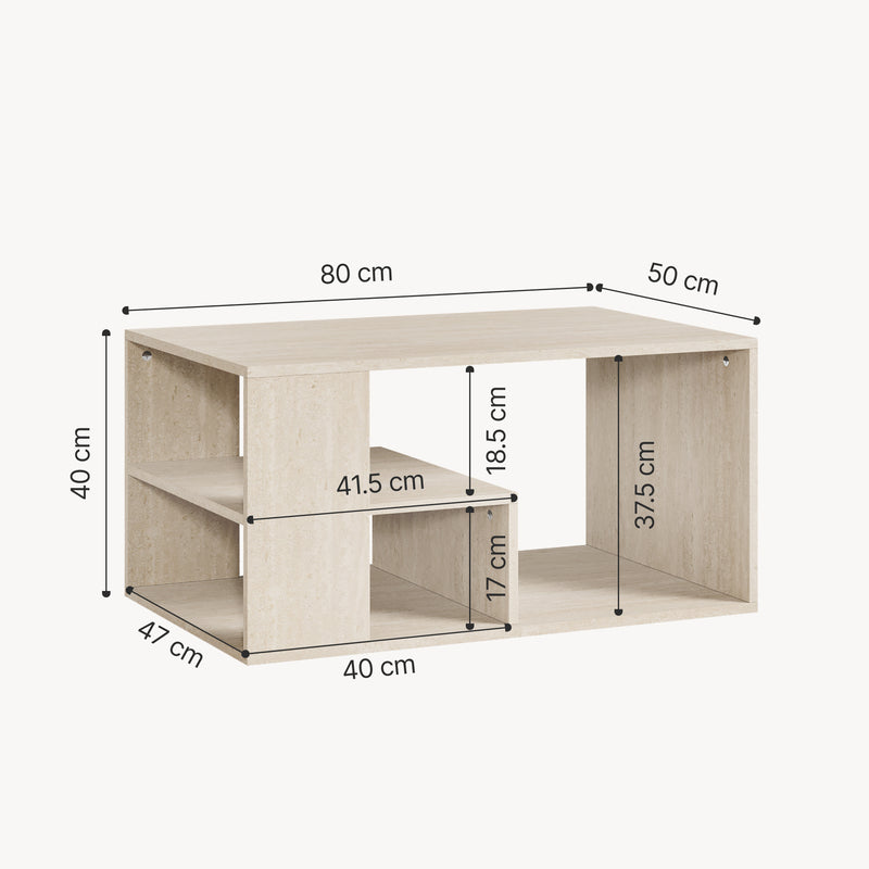 Maßskizze Couchtisch Antaa 80x50x40 cm [en.casa]