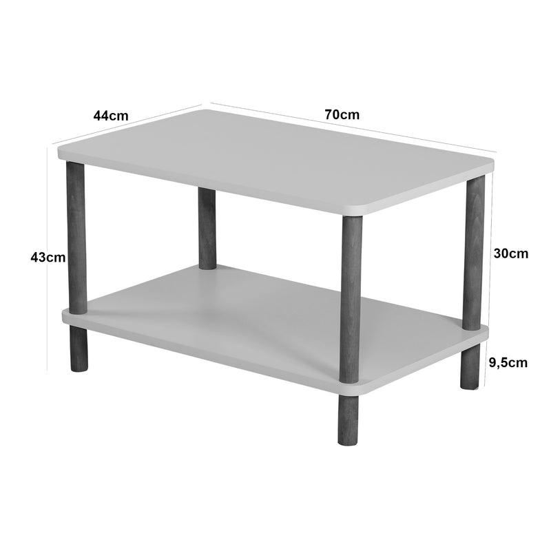 Maßskizze Couchtisch Jelling Rechteckig 43x70x44 cm versch. Farben [en.casa]