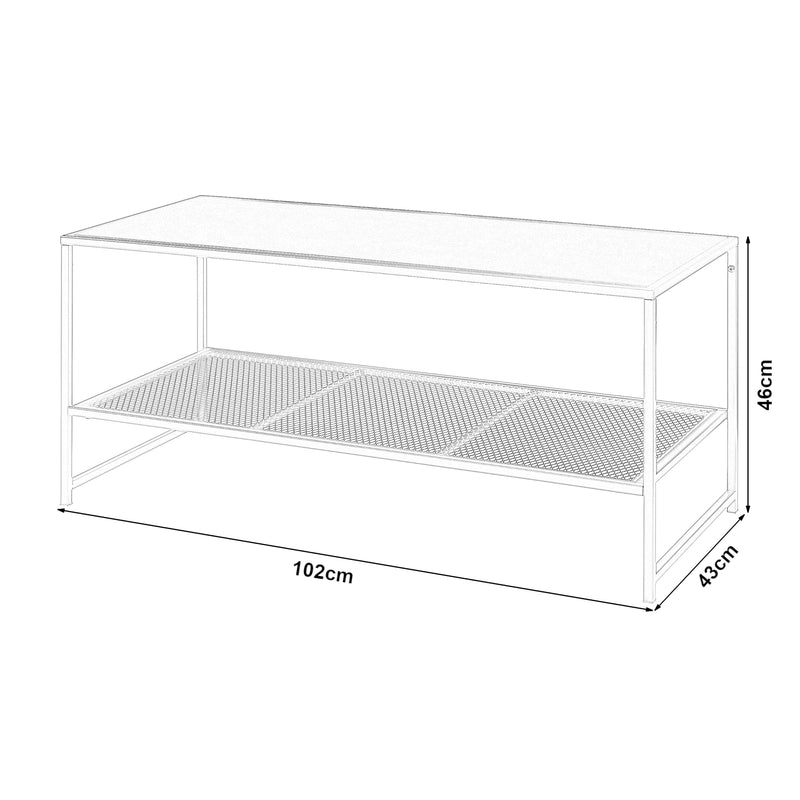 Maßskizze Couchtisch Ruokolahti Stahl 102x43x46cm [en.casa]