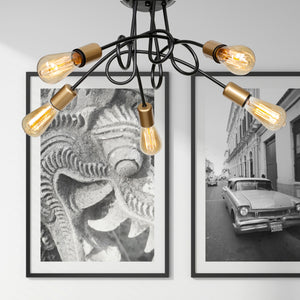 Deckenleuchte Kingswinford E27 Metall Schwarz / Messingfarben in versch. Größen [lux.pro]