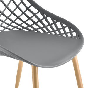 2er-Set Esszimmerstuhl Warschau aus Kunststoff Buche-Optik en.casa