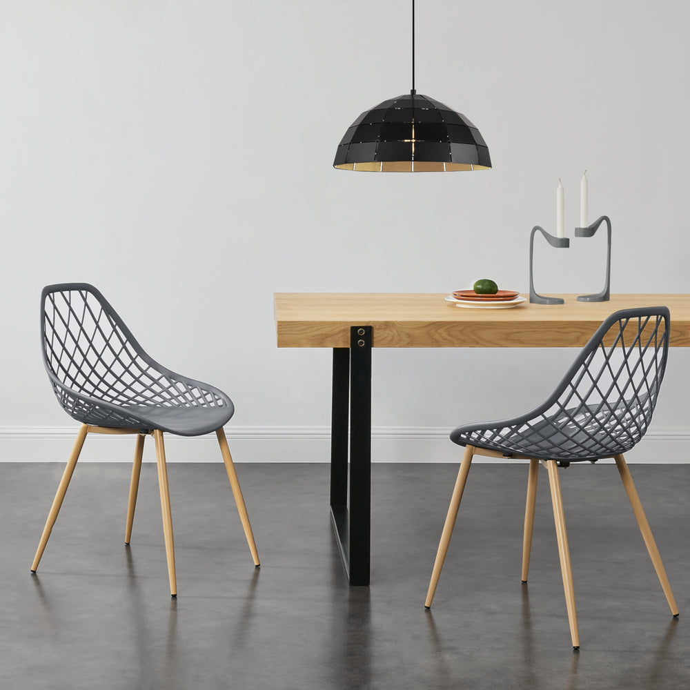 2er - Set Esszimmerstuhl Warschau aus Kunststoff Buche - Optik en.casa - premiumXL