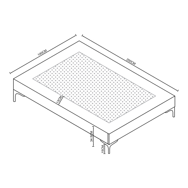 Maßskizze Doppelbett Lilla mit Matratze [en.casa]