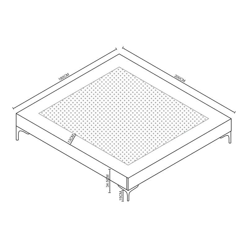 Maßskizze Doppelbett Lilla mit Matratze [en.casa]