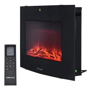 Elektrokamin mit Heizlüfter und LED-Feuer Weiß/Schwarz casa.pro