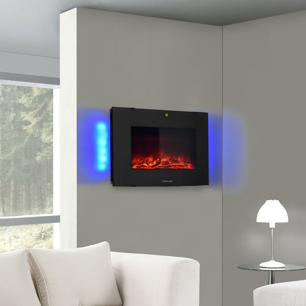 Elektrokamin mit Heizlüfter und LED-Feuer Weiß/Schwarz casa.pro