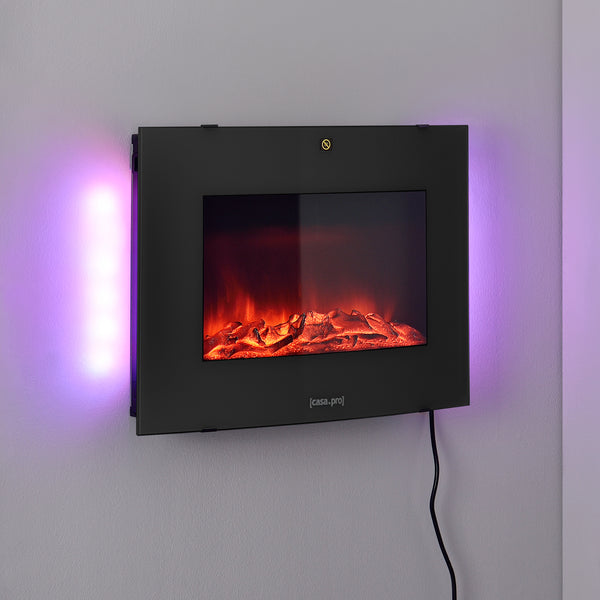 Elektrokamin mit Heizlüfter und LED-Feuer Weiß/Schwarz casa.pro