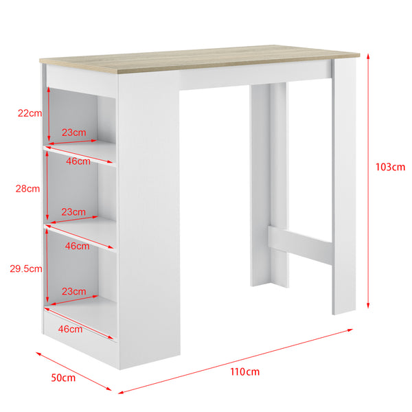 Bartisch Kouvola mit 3 Fächern 110x50x103 cm in versch. Farben [en.casa]